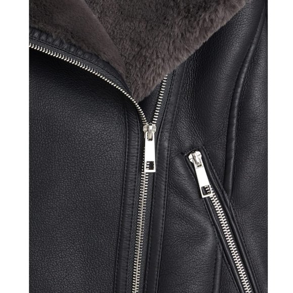 Mango Faux Fur & Leather Biker Jacket - Picture 5 of 11